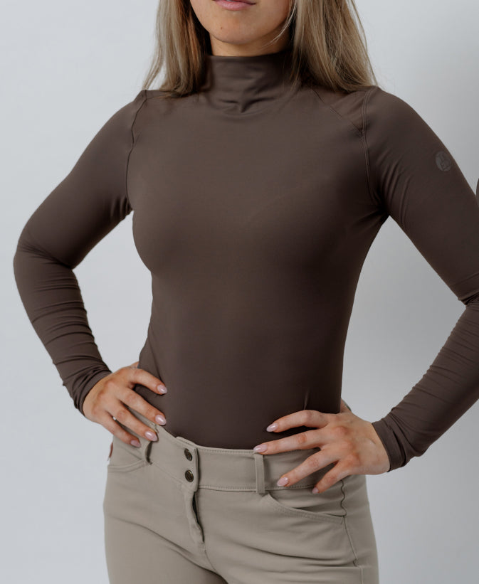 Chloe High Collar Top - Espresso
