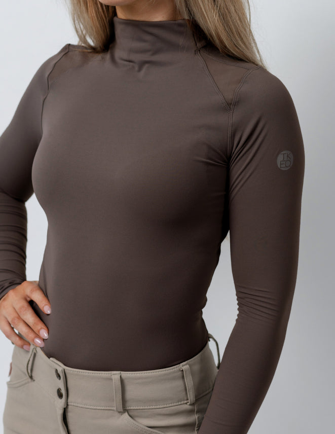 Chloe High Collar Top - Espresso