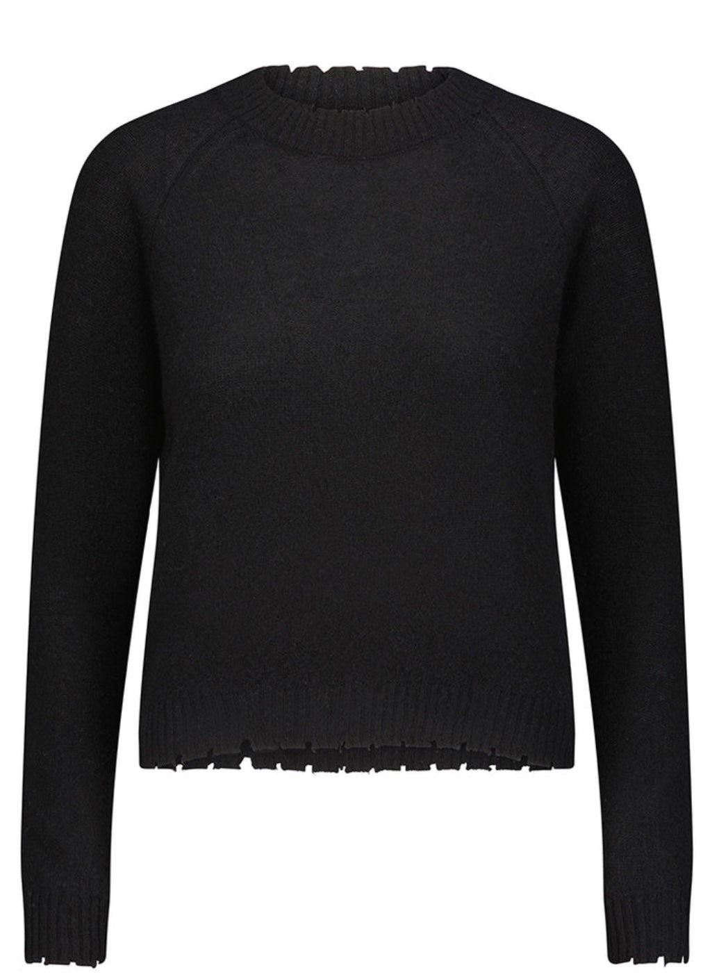 Cashmere Frayed Edge Cropped Crew